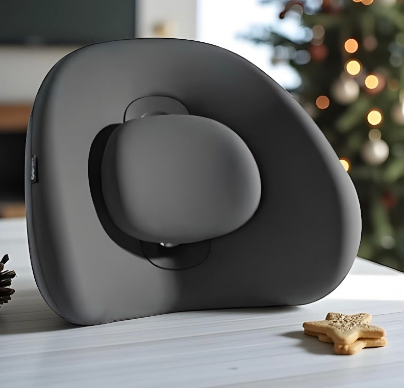 NuVibe x CICIDO ErgoLuxe Cushion in Pure Black – ergonomic back support cushion designed for posture alignment, everyday comfort, and premium seating.