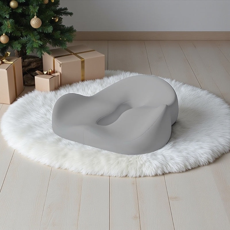 NuVibe ComfortCore Seat Cushion in Pearl Grey – ergonomic memory foam cushion designed for posture support, coccyx pain relief, and long sitting comfort.