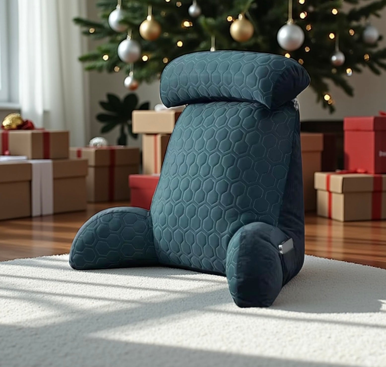 NuVibe Ergonomic Comfort Cushion in Turquoise – versatile ergonomic cushion with detachable support features, enhancing spinal alignment and comfort during long sitting sessions.