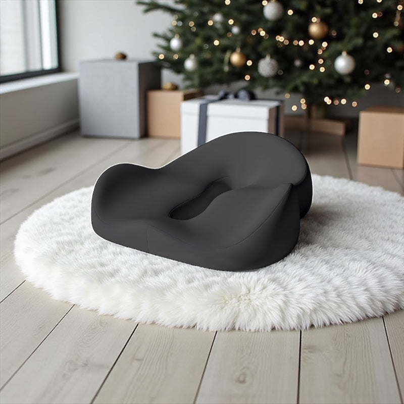 NuVibe ComfortCore Seat Cushion in Pure Black – premium orthopedic seat cushion for tailbone support, posture correction, and all-day ergonomic seating.